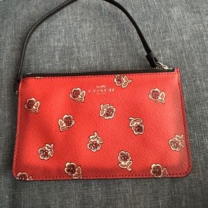 Coach Red Floral Wristlet